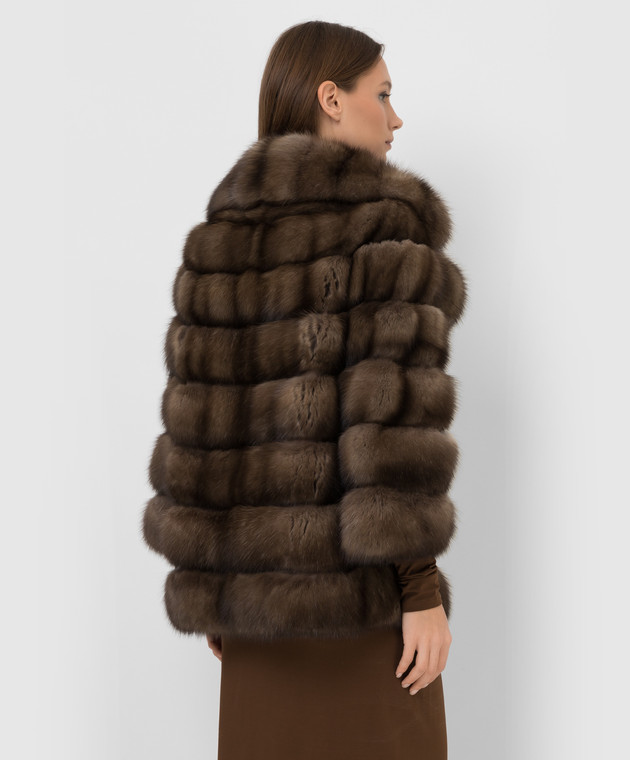 Rindi Коричневая шуба из меха соболя 506ZB018TORTORA изображение 4