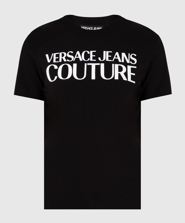 Versace Jeans Couture Черная футболка с принтом логотипа 71HAHF00CJ00F