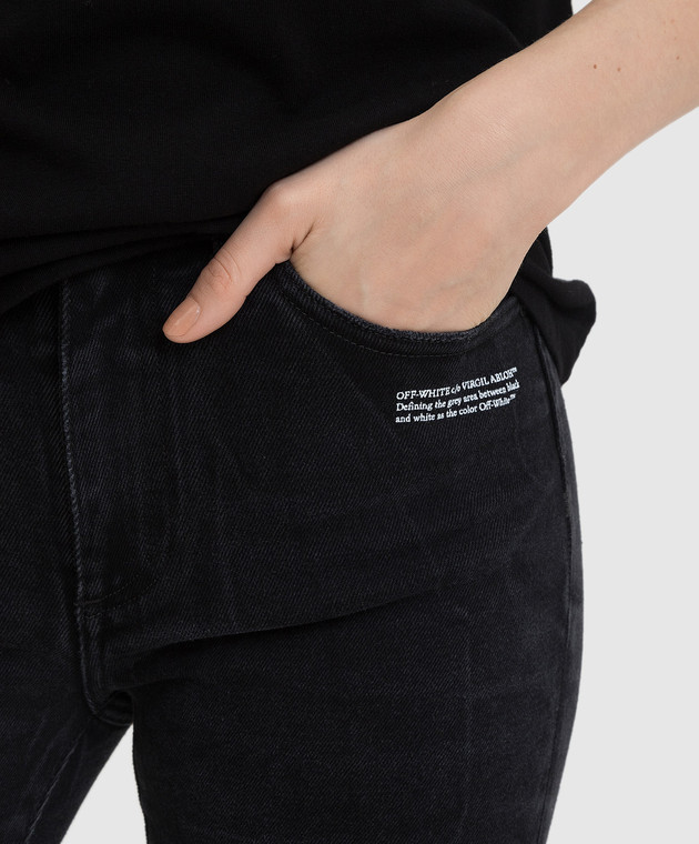 Off-White Черные джинсы-скинни OWYA003F21DEN002 изображение 5