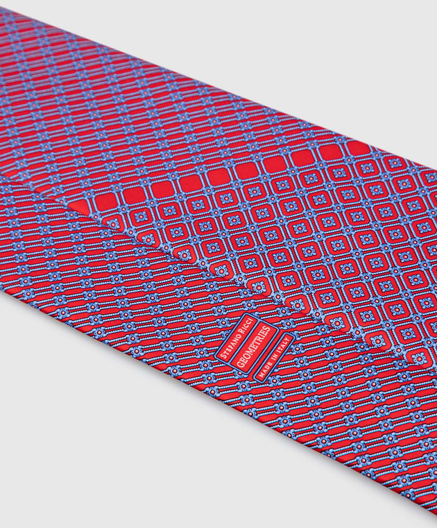 Stefano Ricci Червоний шовковий галстук в візерунок патерн CXDD41071 зображення 4