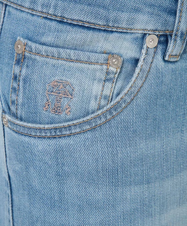 Brunello Cucinelli Голубые джинсы-скинни с эффектом потертости ME246J2010 изображение 5