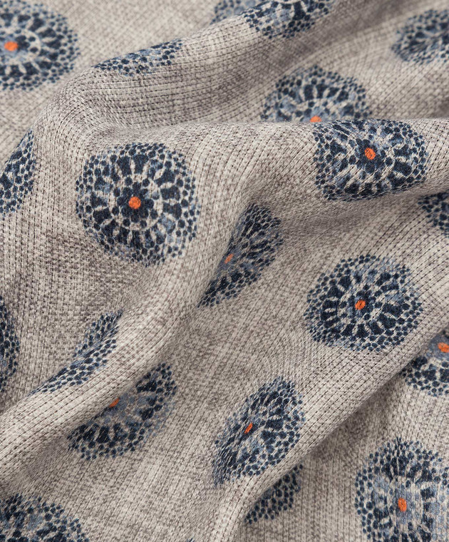Brunello Cucinelli Светло-серый льняной платок в узор MQ8500091 изображение 5