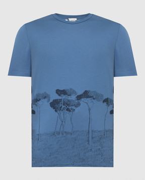 Brioni Светло-синяя футболка с принтом UJCH0LP0646