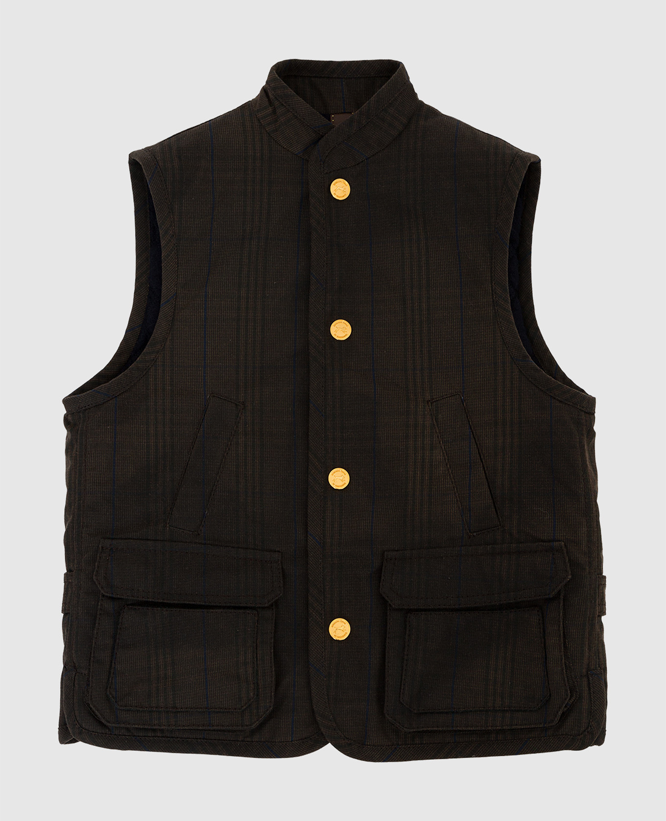 Children's dark brown checked vest