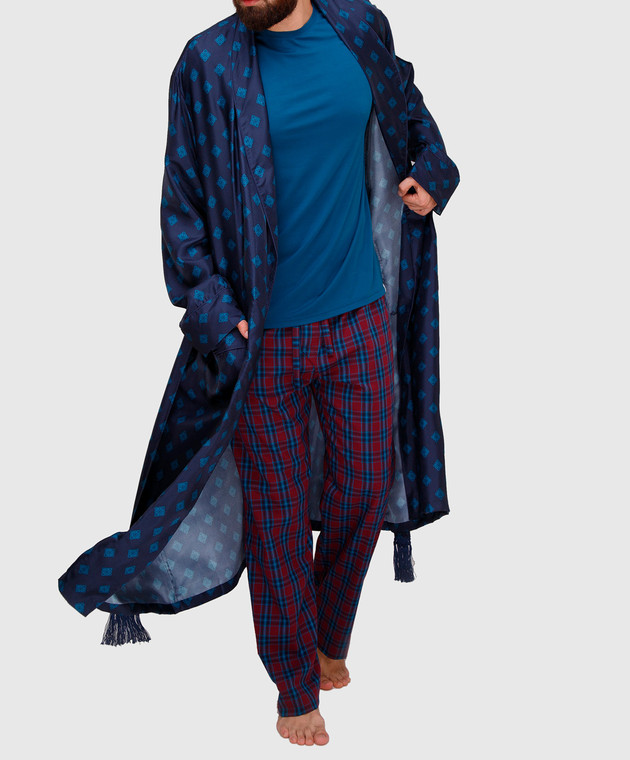 Derek Rose Темно-синий халат из шелка 5535OTIS011 изображение 2