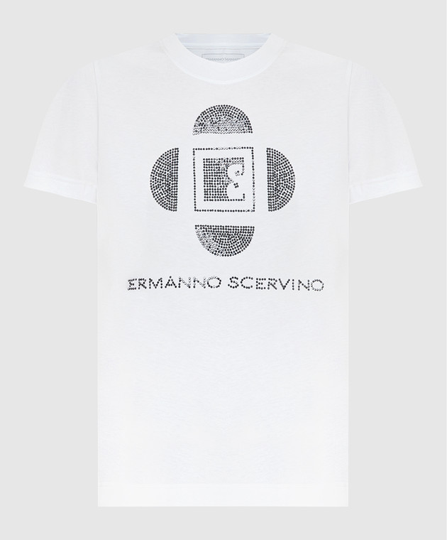Ermanno Scervino Белая футболка с кристаллами D385L313CTUER