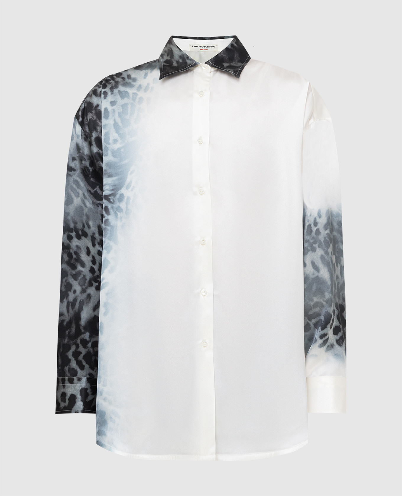 

Шелковая рубашка с анималистичным принтом Ermanno Scervino, Светло-бежевый, Рубашки и блузы