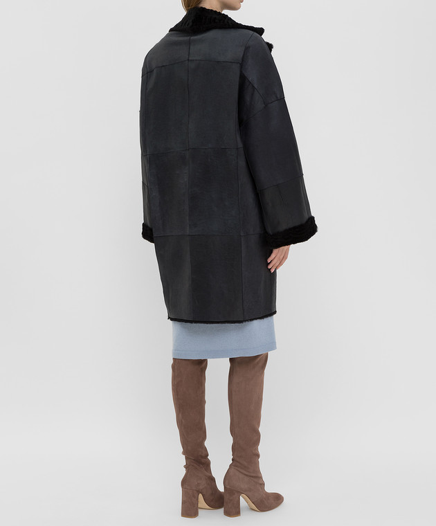 Giuliana Teso Черное пальто из меха кролика 94K9330A изображение 4