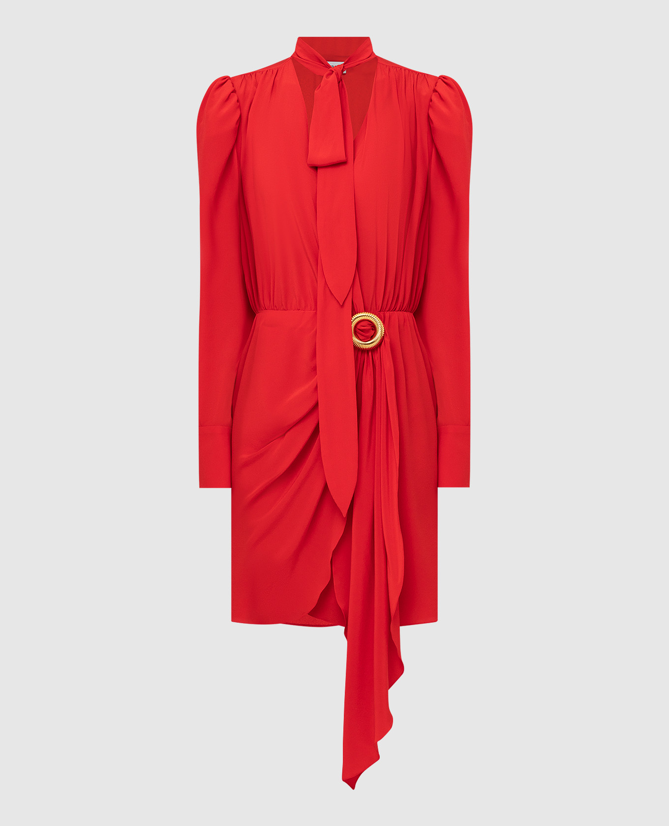 Красное платье с драпировкой Lanvin