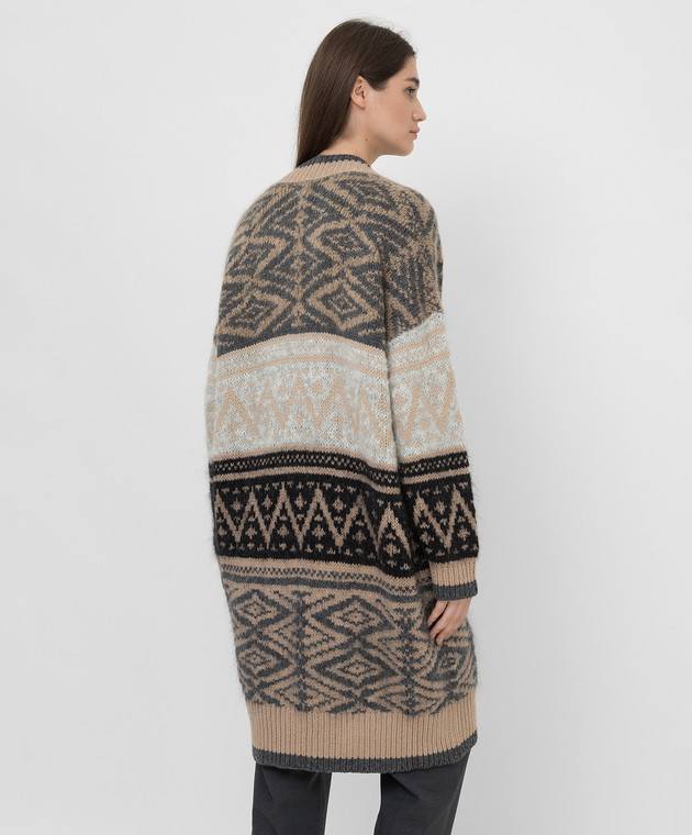 Brunello Cucinelli Кардиган из мохера и кашемира в контрастный узор MBB380506 изображение 4