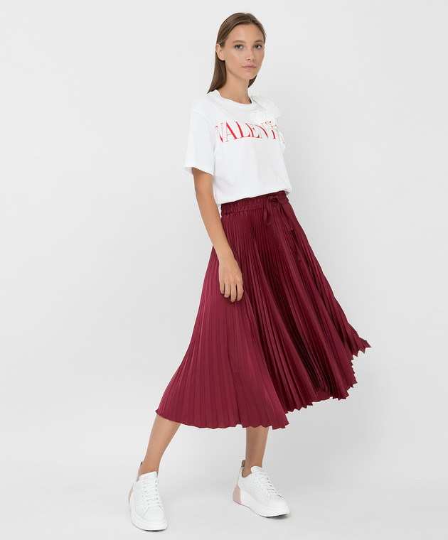 Red Valentino Бордовая юбка-плиссе WR3RA3605Y5 изображение 2