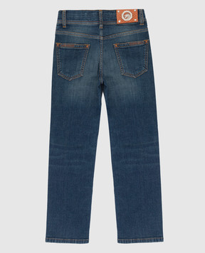 Stefano Ricci Детские синие джинсы с эффектом потертости T2960PITY1595