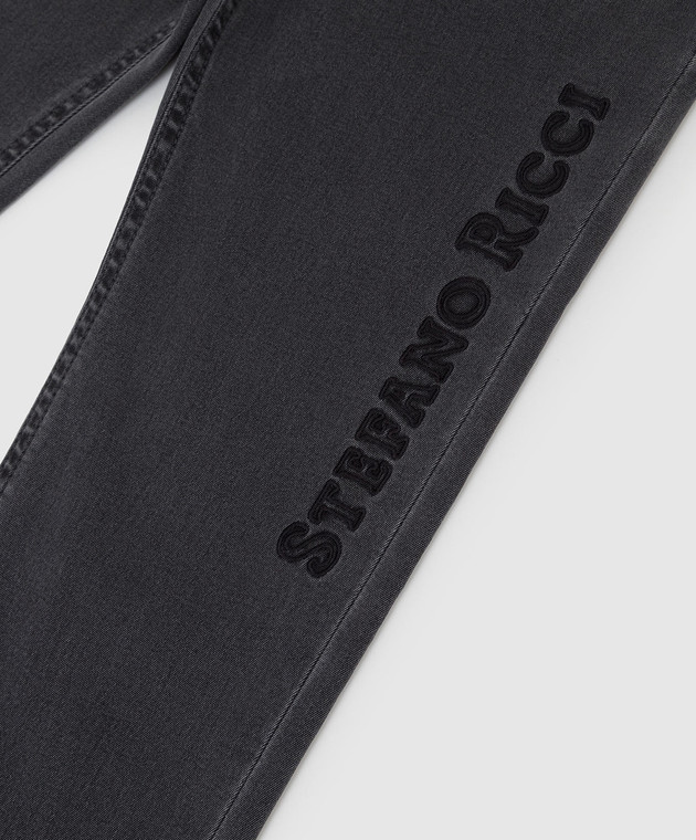 Stefano Ricci Детские серые джинсы с вышивкой логотипа YST04002001875 изображение 3