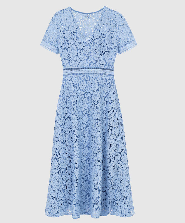 Twin Set Светло-синее ажурное платье миди 221TQ2170