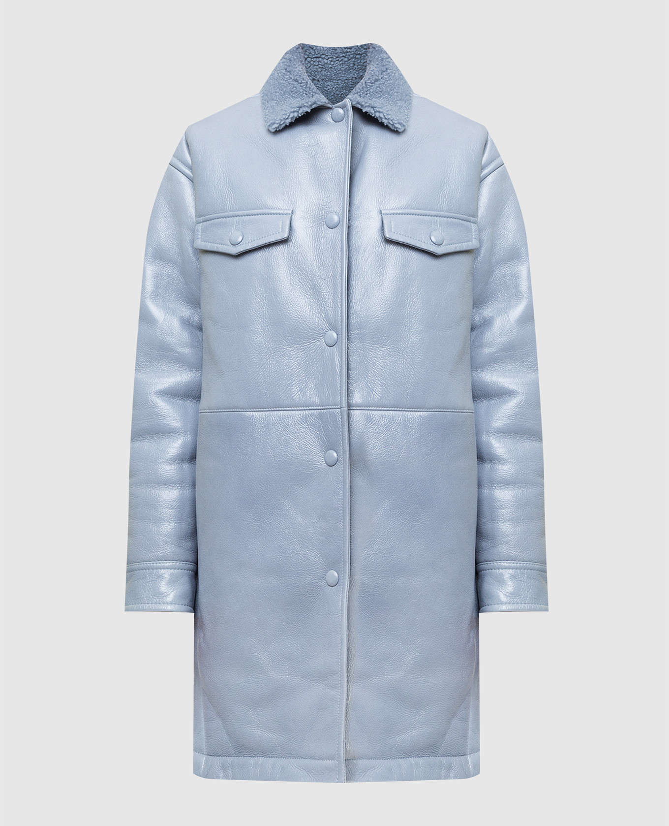 Light blue sheepskin coat with slits