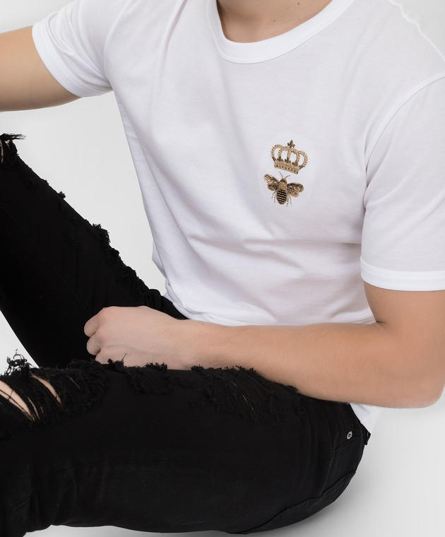 Dolce&Gabbana Белая футболка с вышивкой G8JX7ZG7WUQ изображение 5