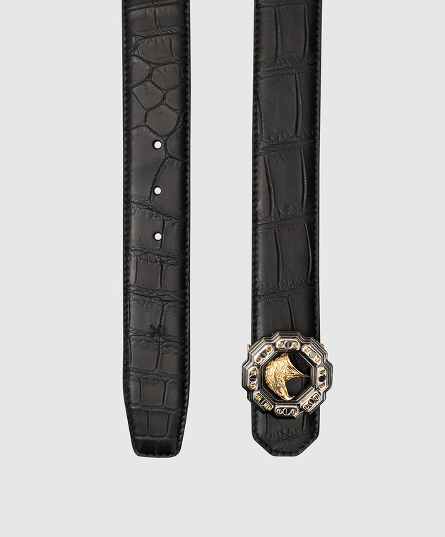 Stefano Ricci Чорний ремінь зі шкіри крокодила ручної роботи N381CSC558T1 зображення 3