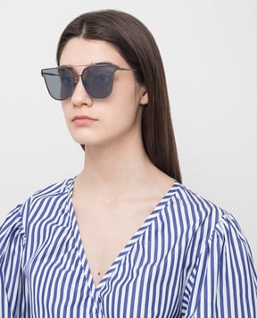 Bottega Veneta Солнцезащитные очки в тонкой оправе с элементами Intrecciato BV0140S30001684