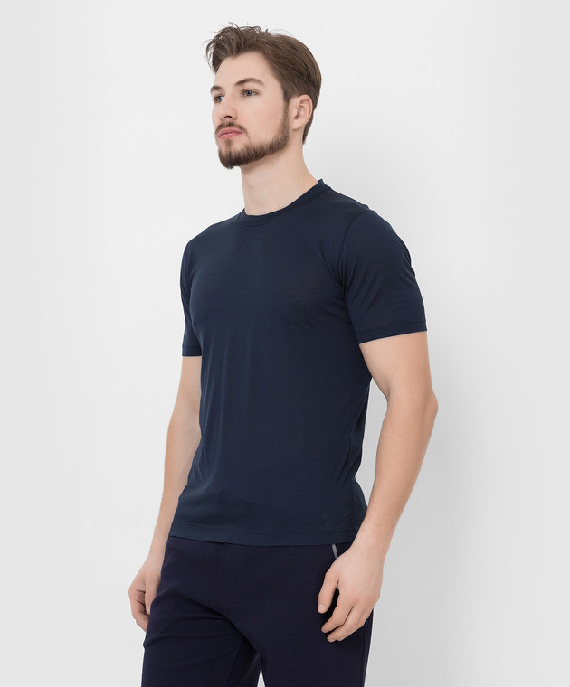 Brunello Cucinelli Темно-синя футболка MTS461308 зображення 3