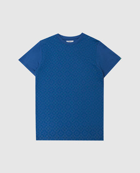 Stefano Ricci Детская синяя футболка в принт YNH6S40010803