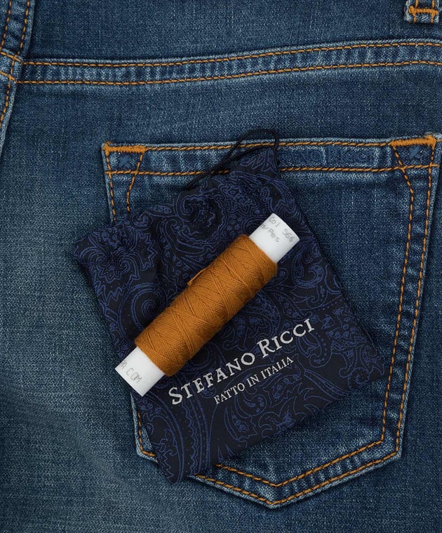 Stefano Ricci Детские синие джинсы с эффектом потертости T2960PITY1595 изображение 3