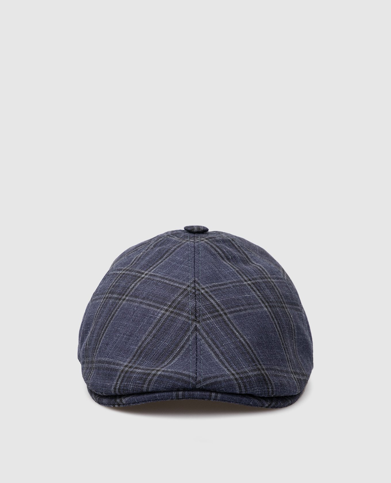 Checked wool, silk and linen baby cap