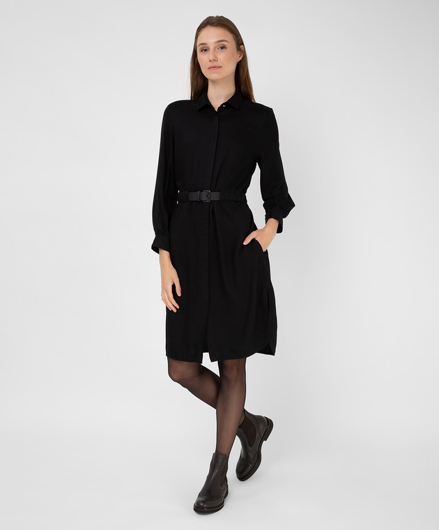 Peserico Черное платье-рубашка с разрезами S02008A02686 изображение 2