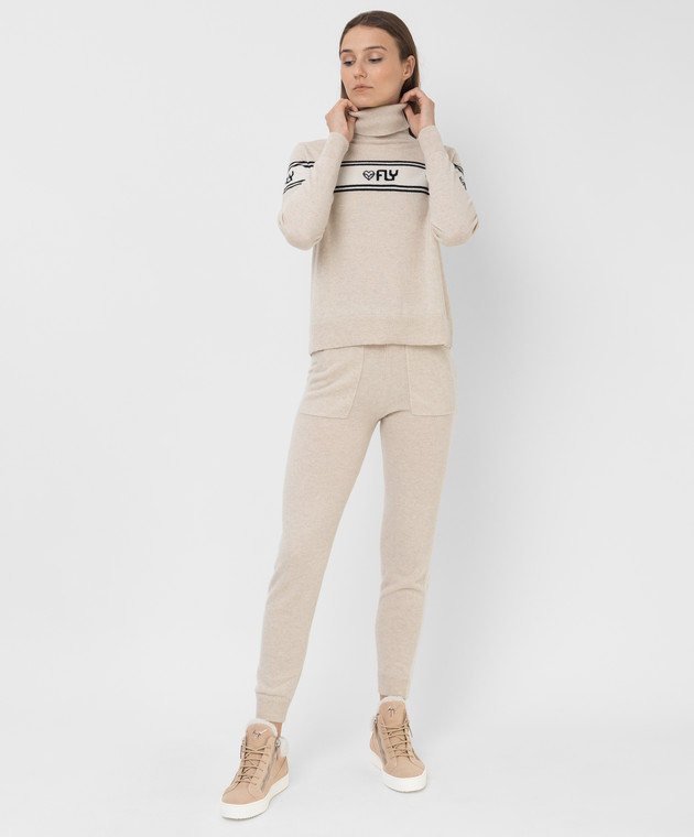 Be Florence Light beige cashmere golf with logo pattern F2110 image 2