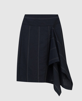 Brunello Cucinelli Темно-синяя юбка из шерсти и льна M0H31G2562