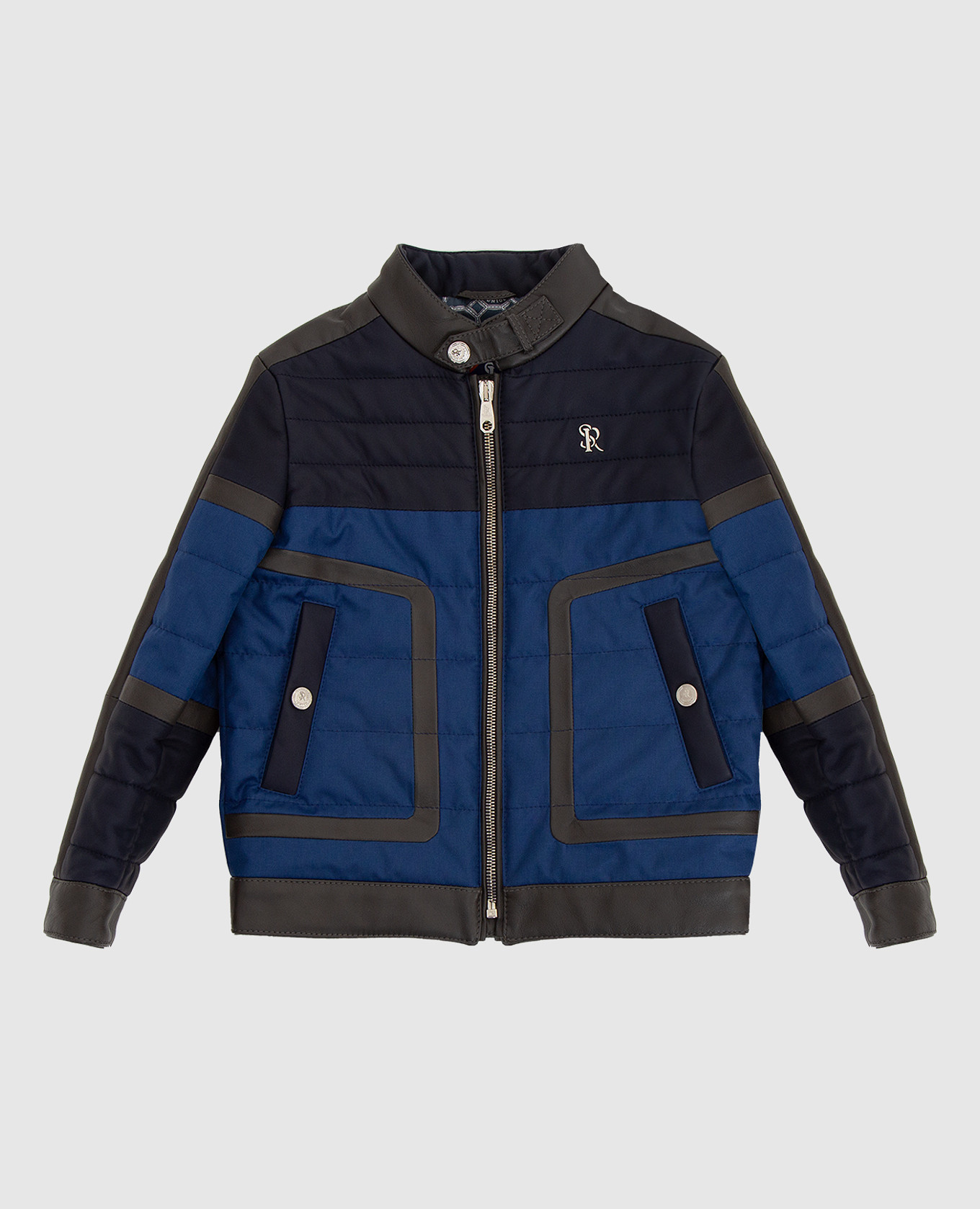 Children's blue jacket with leather inserts