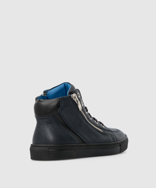 Stefano Ricci Children's dark blue leather hi-tops YRU543G823SKVH image 3