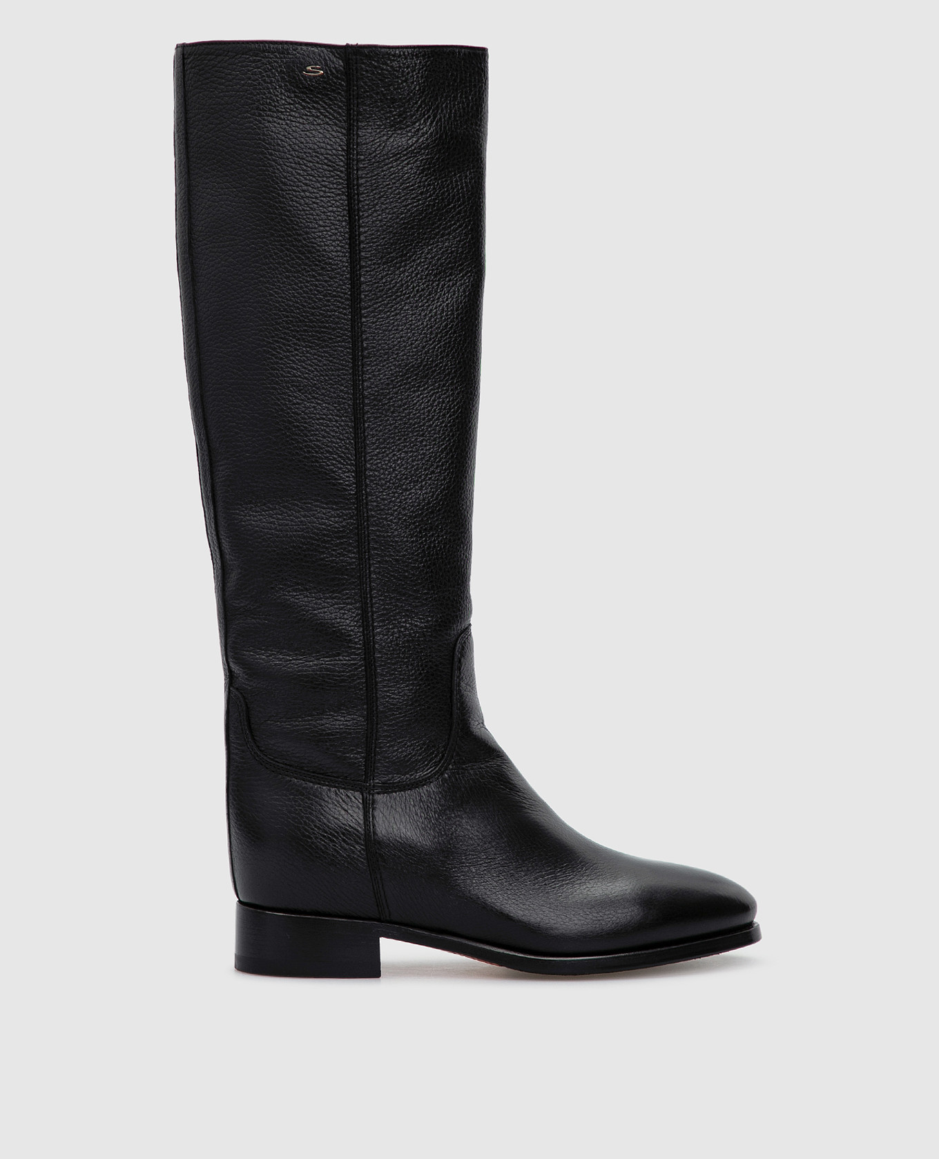 

Черные кожаные сапоги на меху Santoni, Черный, Сапоги