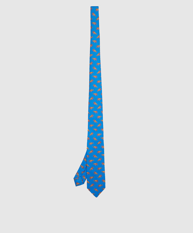 Stefano Ricci Дитячий синій шовковий набір з краватки і хустки-паші у візерунок YDHNG700 зображення 2