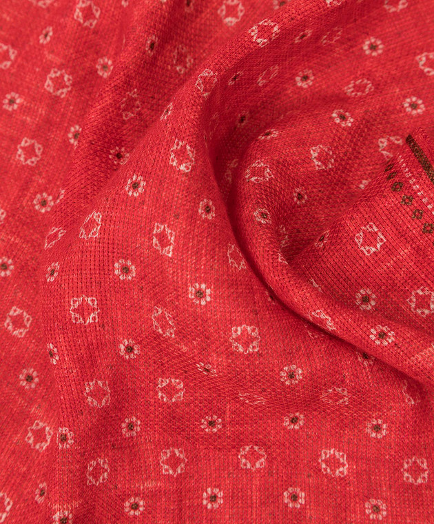 Brunello Cucinelli Червоний льняна хустка в візерунок MQ8490091 зображення 5