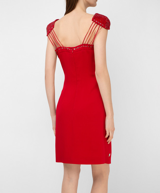 Philipp Plein Красное платье с кристаллами CWRG0060 изображение 4