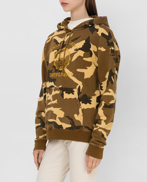 Saint Laurent Худи цвета хаки в камуфляжный принт 646108YBZL2