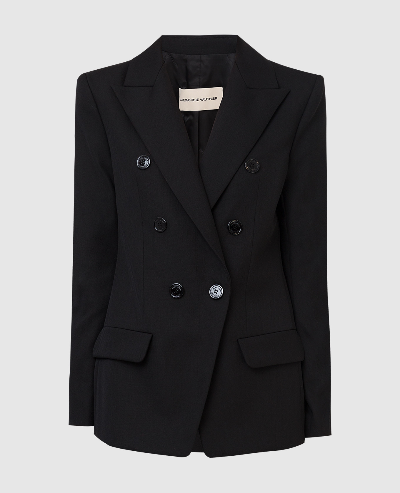 

Двубортный жакет из шерсти, Черный, Жакеты