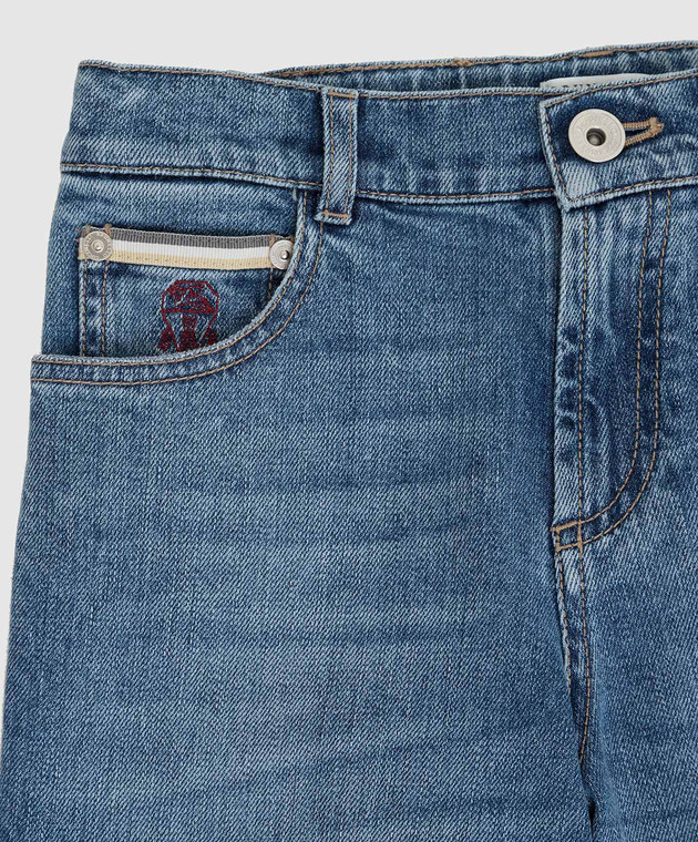 Brunello Cucinelli Детские джинсы с эффектом потертости B283PD300A изображение 3