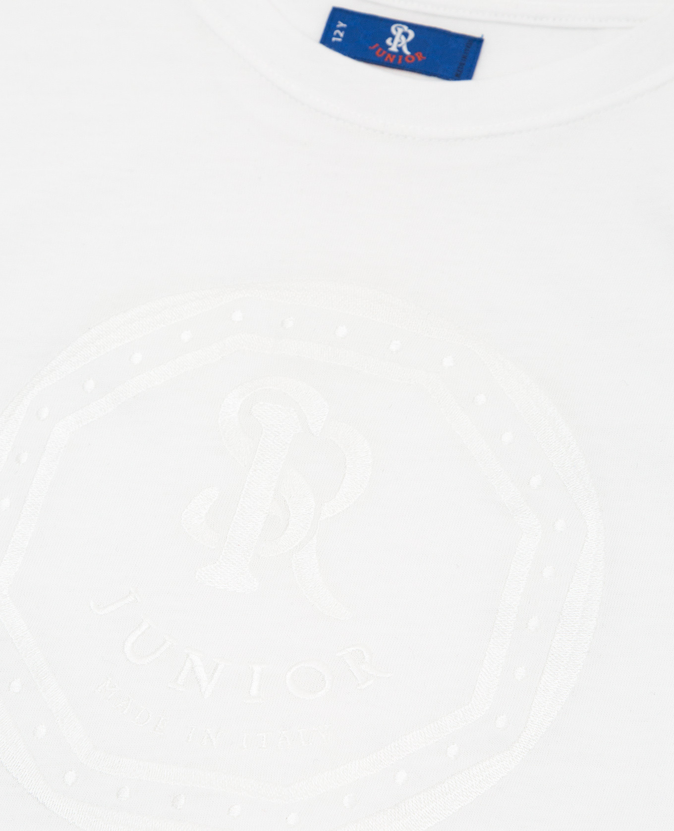 Stefano Ricci Детская белая футболка с вышивкой монограммы YNH6400010803 изображение 3