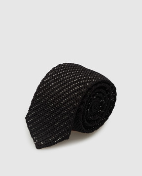 Stefano Ricci Дитяча чорна краватка із шовку у візерунок YCRM3600SETA