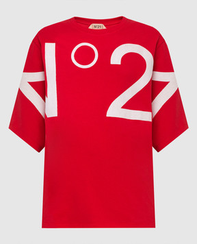 N21 Красная футболка с объемными рукавами и аппликацией логотипа N2MF1016314