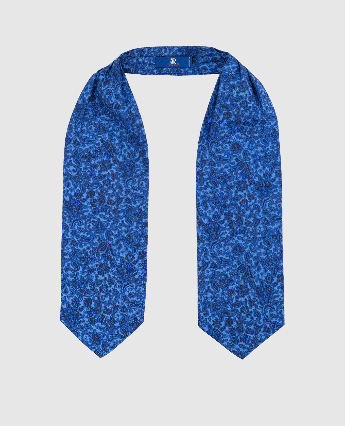 Children's blue silk ascot tie in a pattern