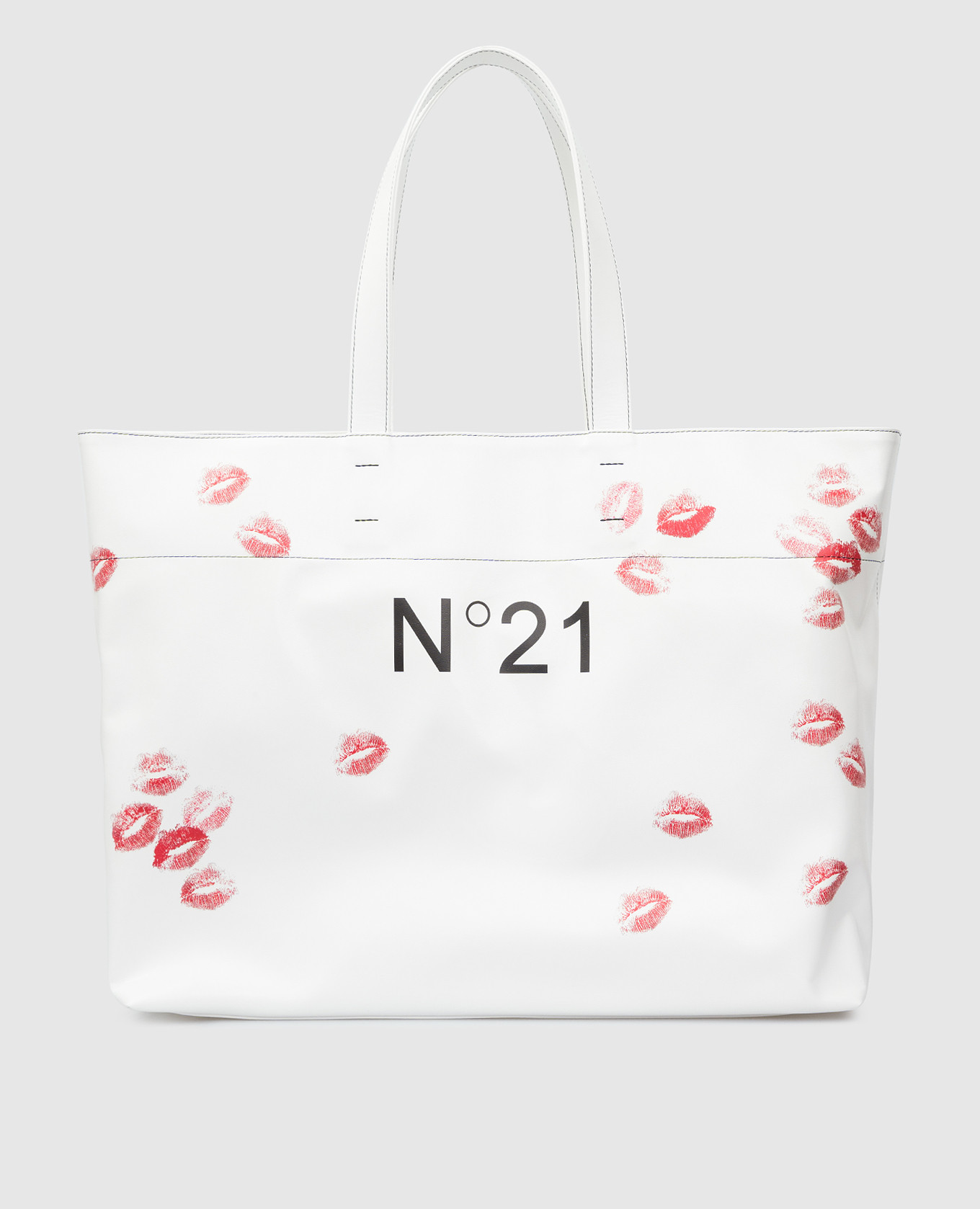 

Кожаная сумка-шоппер Kiss-print N21, Белый, Сумки