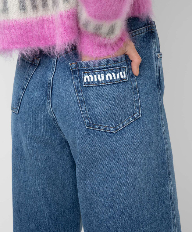 Miu Miu Джинсы широкого кроя с принтом логотипа GWP3941YXQ изображение 5