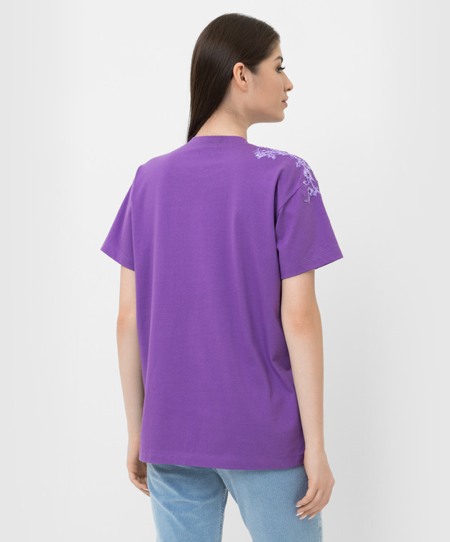 Ermanno Scervino Фиолетовая футболка с кристаллами и кружевом D392L714DUX изображение 4