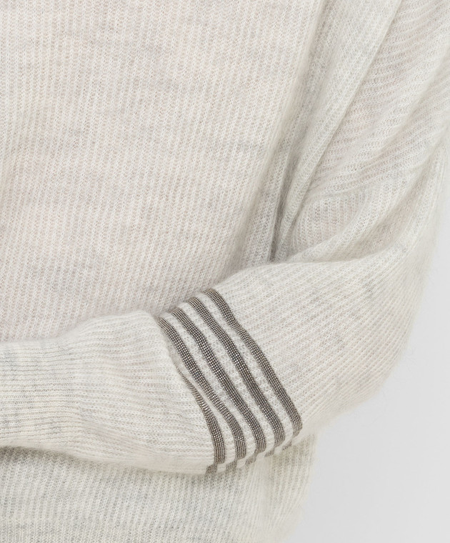 Brunello Cucinelli Світло-сірий светр з ланцюжками M2I198400 зображення 5