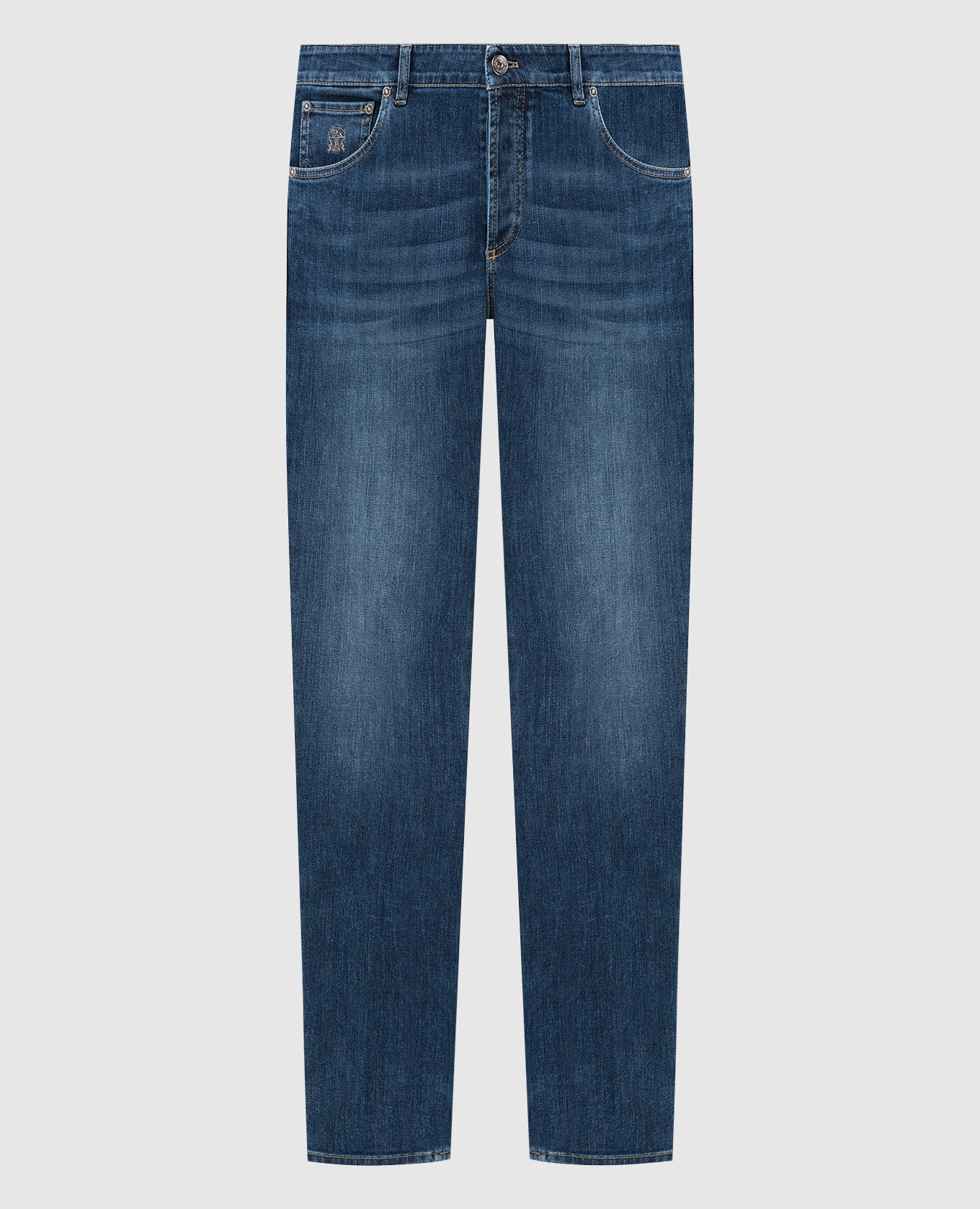 Синие джинсы с эффектом потертости