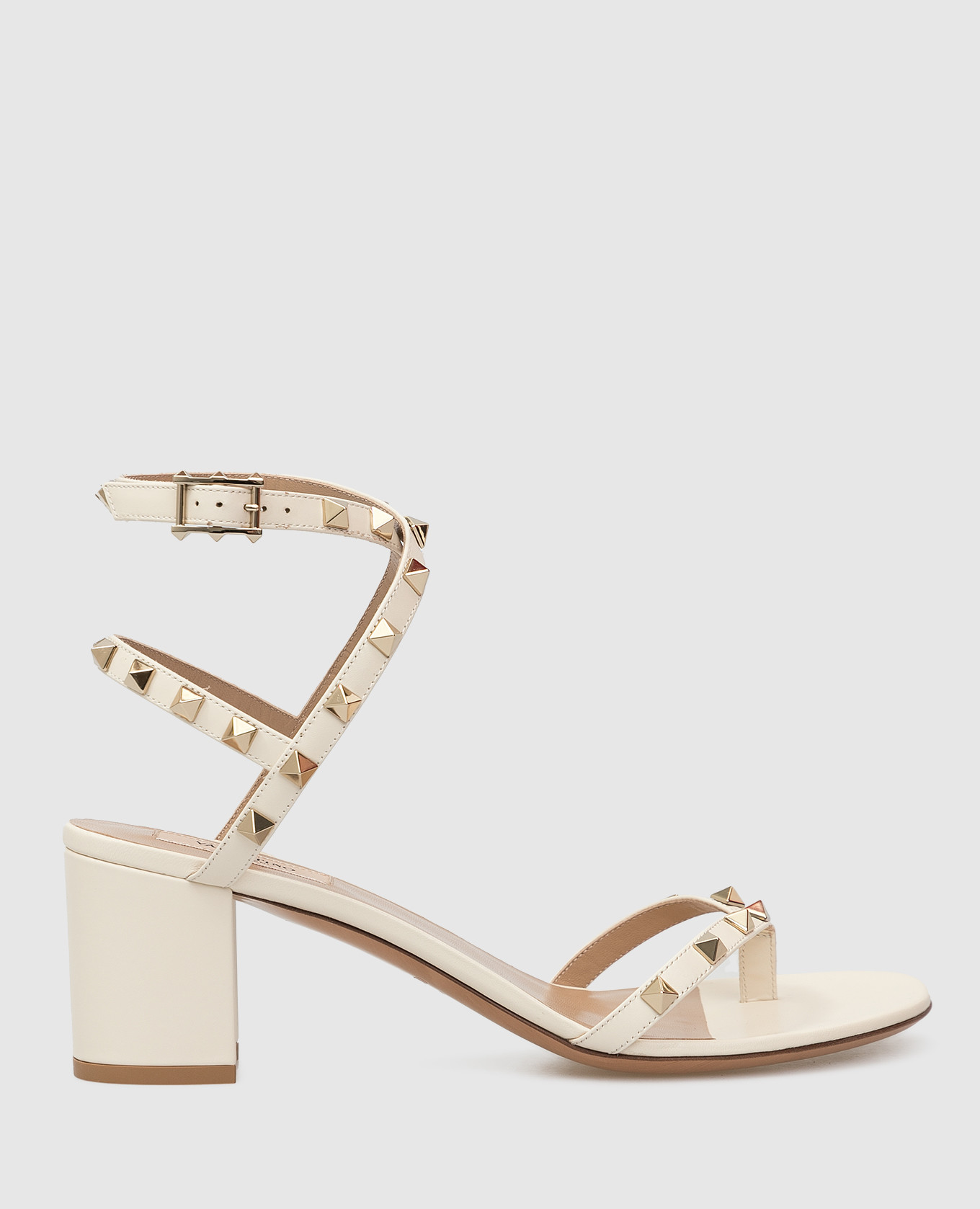 

Светло-бежевые кожаные босоножки "Rockstud" Valentino, Светло-бежевый, Босоножки
