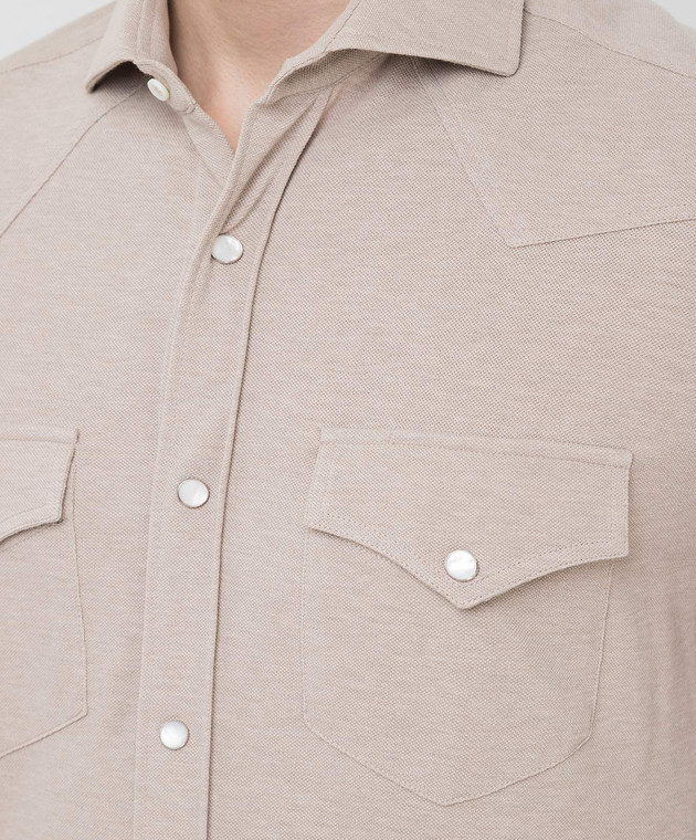 Brunello Cucinelli Бежевая рубашка M0T636666 изображение 5