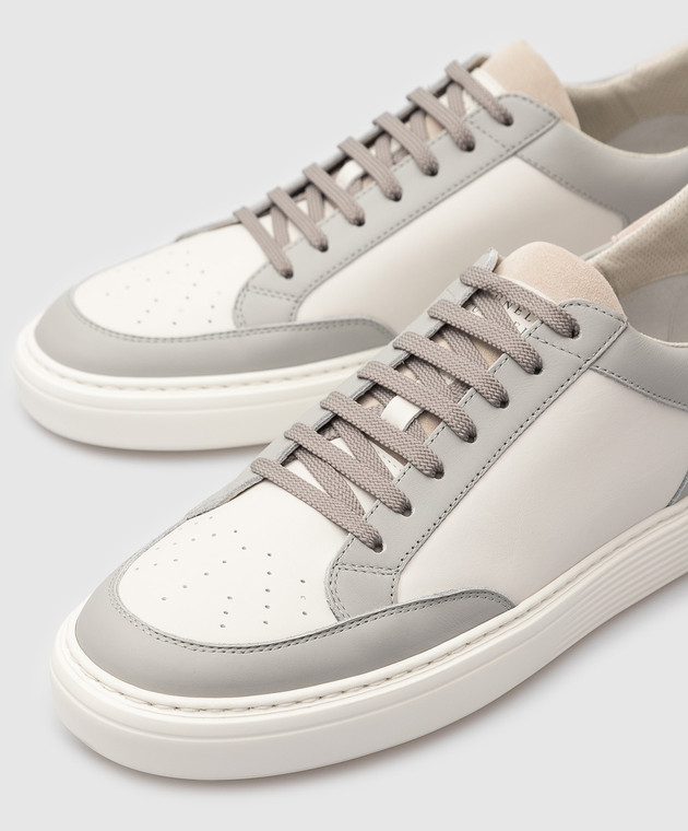 Brunello Cucinelli Белые кожаные сникеры MZUBBSJ226 изображение 5